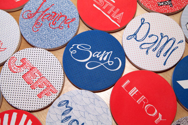 Hand illustrated absorbent stone coasters
